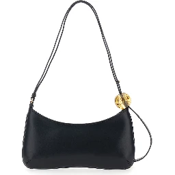 Le Bisou Perle Black Shoulder Bag with Logo Detail in Leather Woman