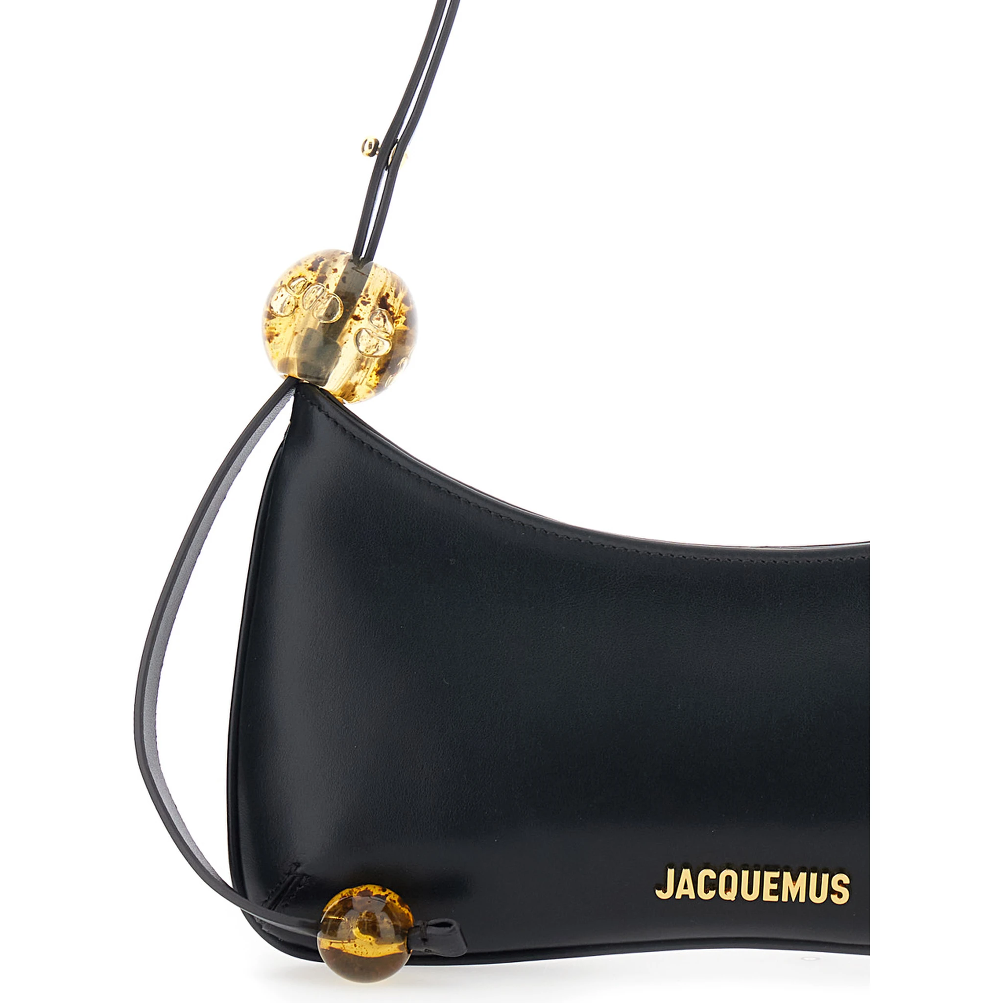 Le Bisou Perle Black Shoulder Bag with Logo Detail in Leather Woman