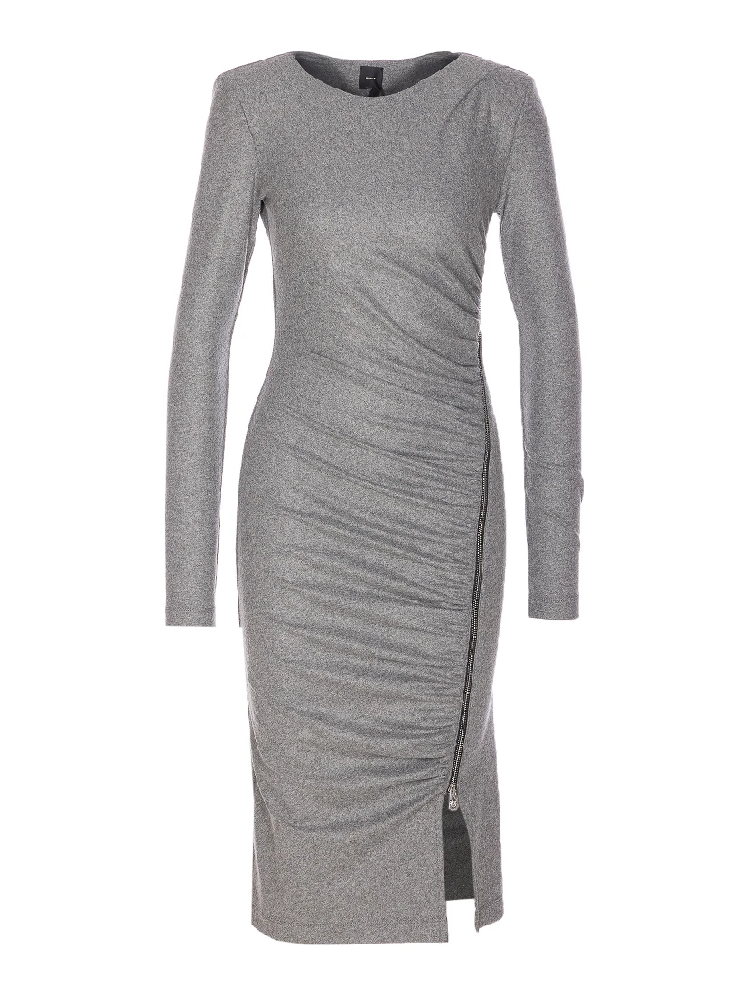 long-sleeve ruched dress