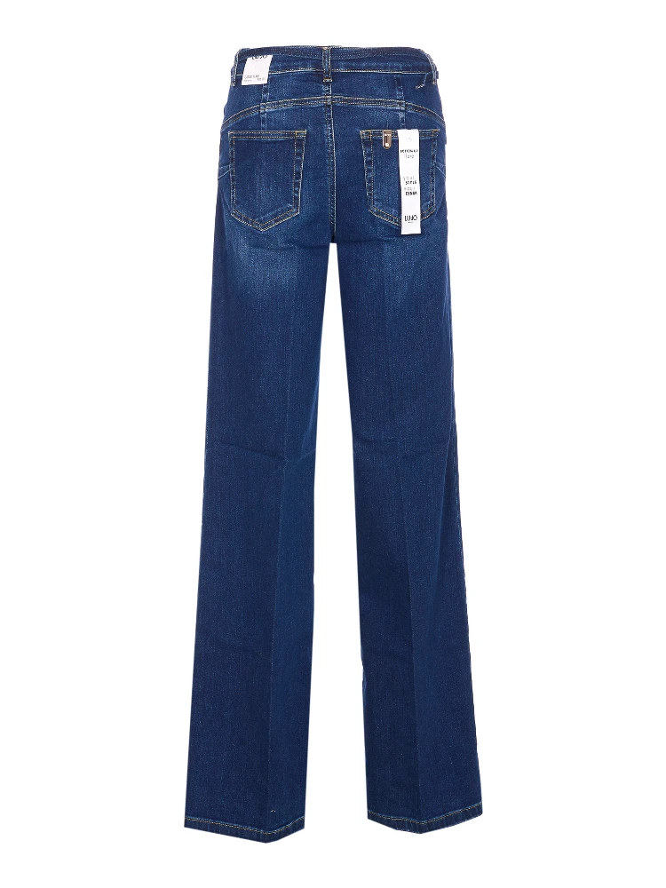 logo-buckle flared jeans alternative