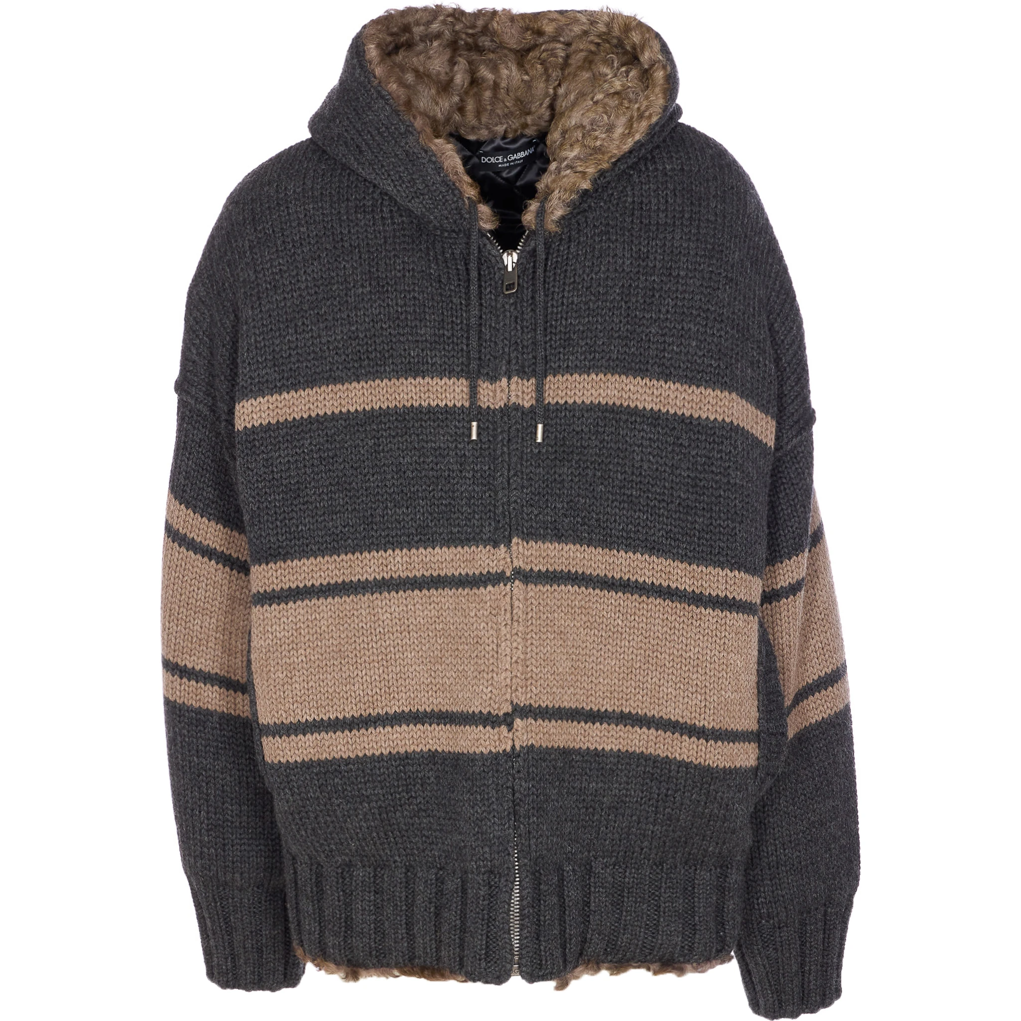 Knitted jacket with fur