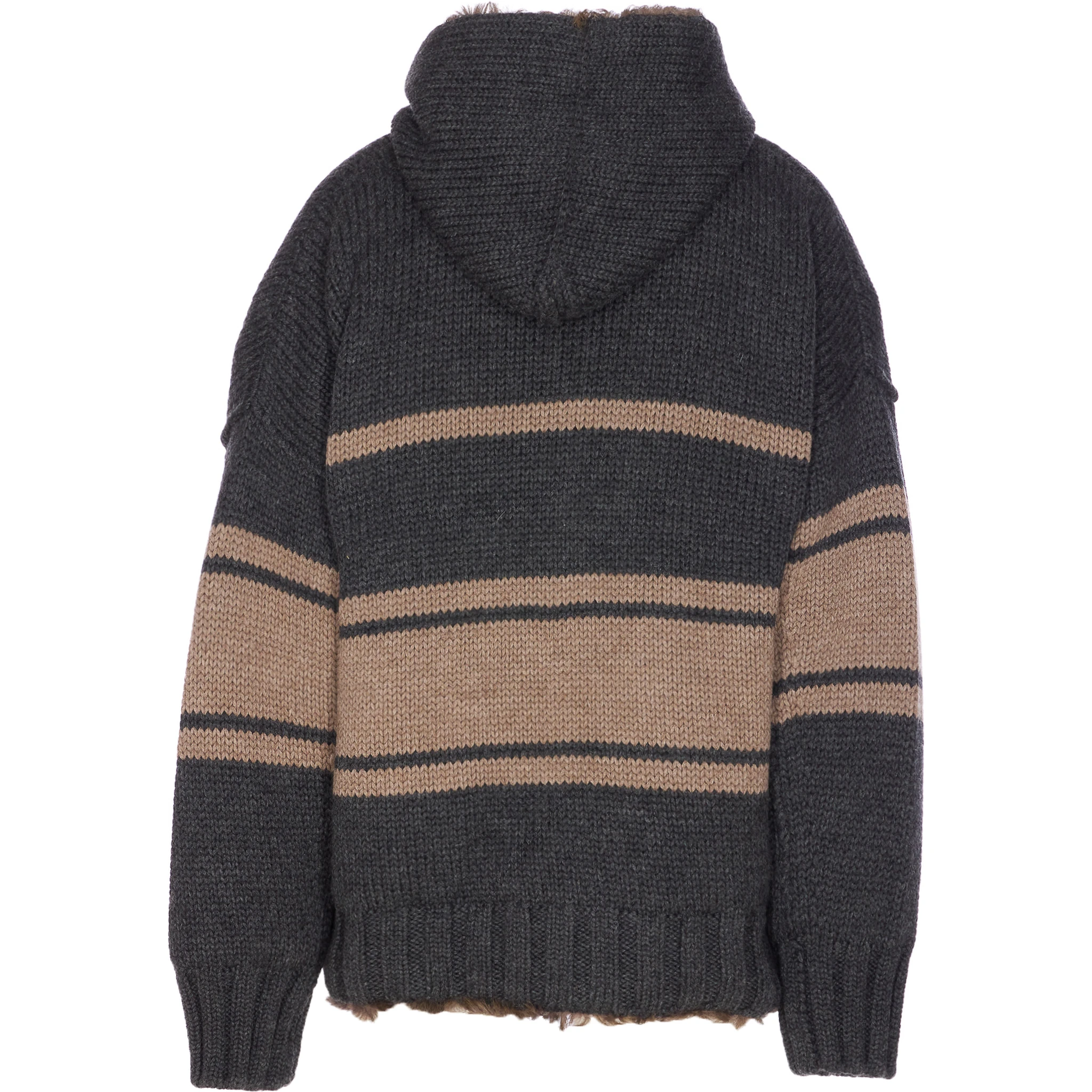 Knitted jacket with fur