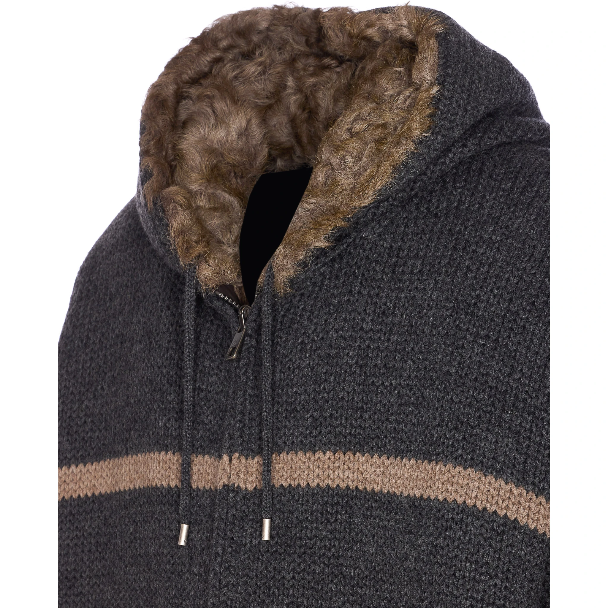 Knitted jacket with fur