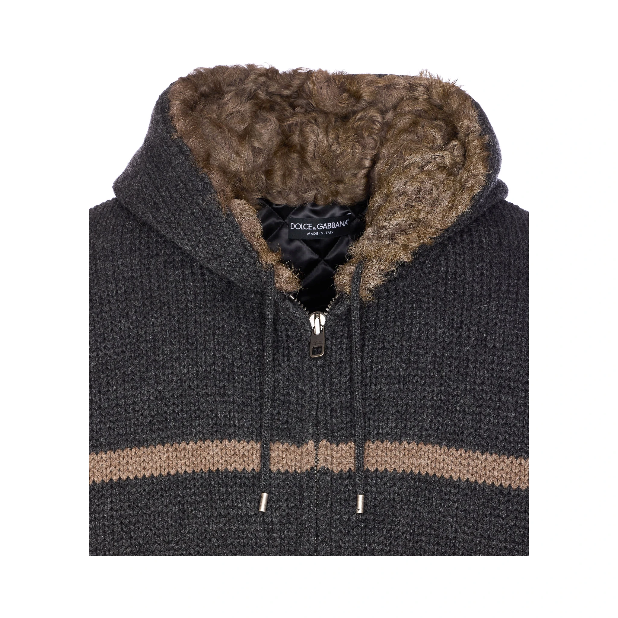 Knitted jacket with fur