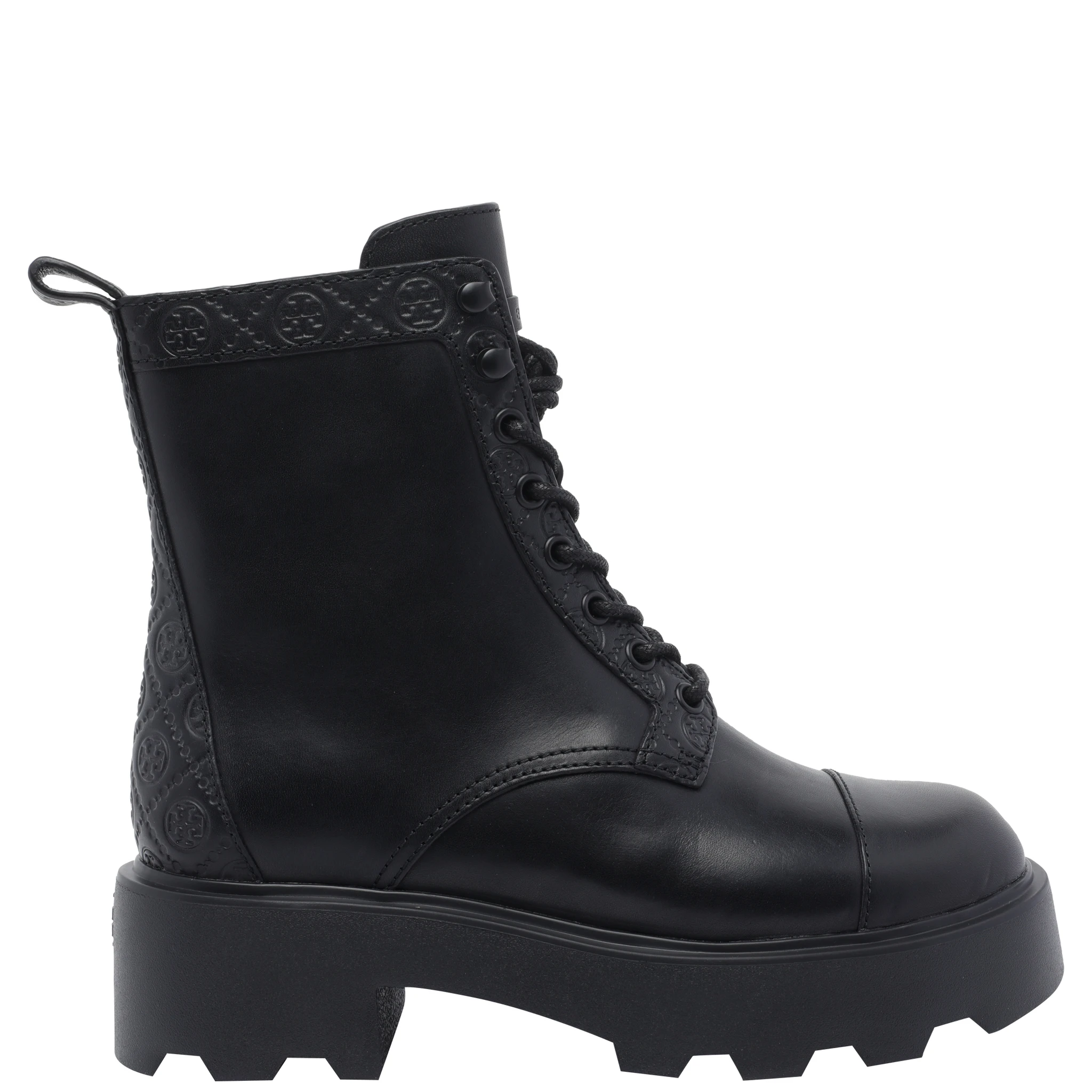 monogram lug sole ankle boots