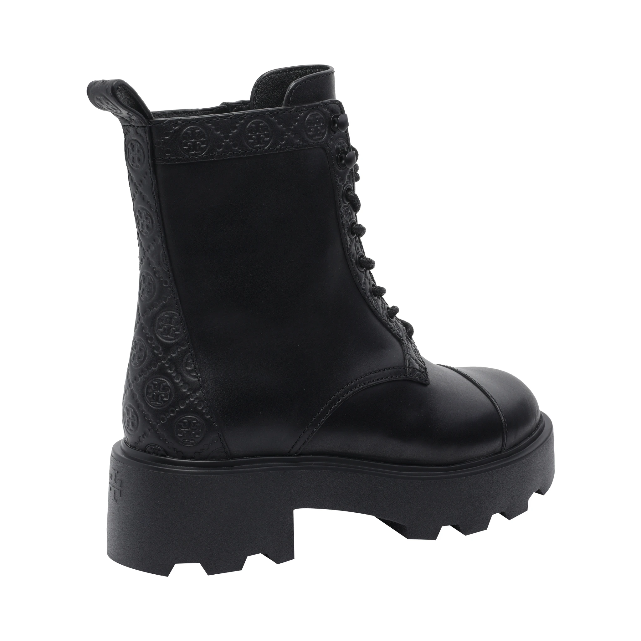 monogram lug sole ankle boots