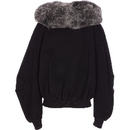 fur-trimmed zip-up hoodie