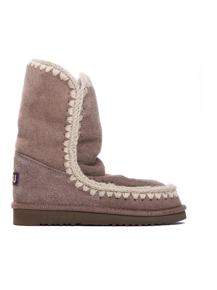 logo-patch suede boots