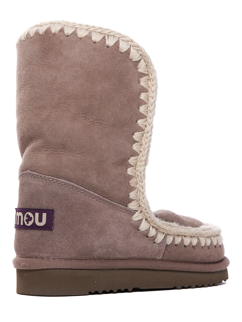 logo-patch suede boots