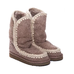 logo-patch suede boots