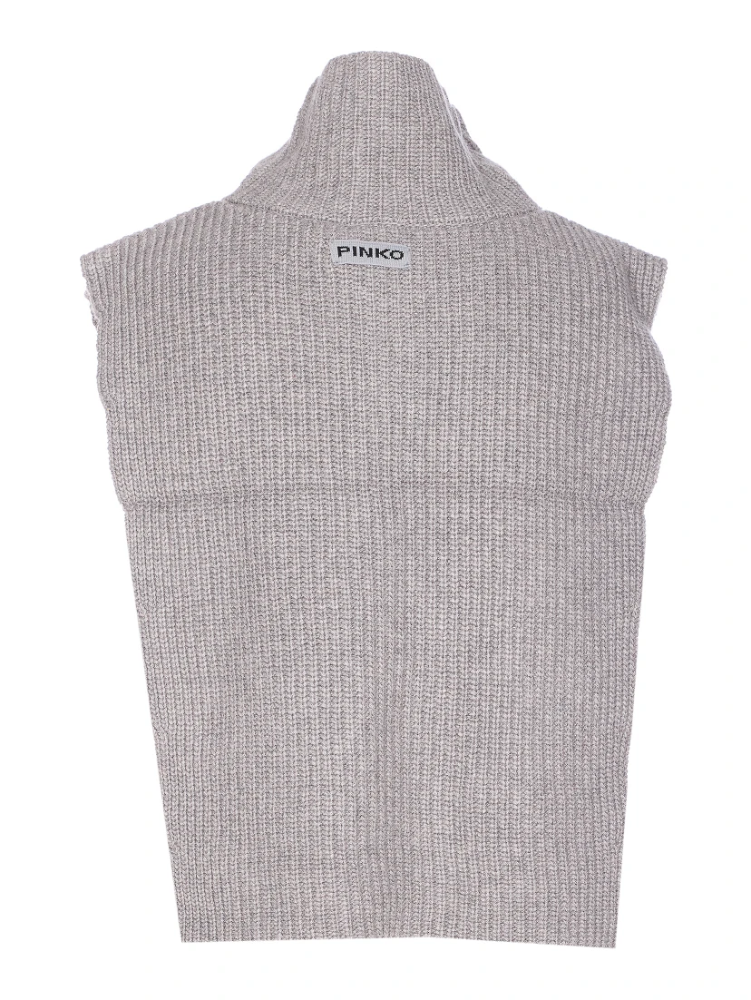 Ribbed Logo-label Scarf In Gray