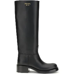 Black Calf Leather Bos Taurus High Heel Boots