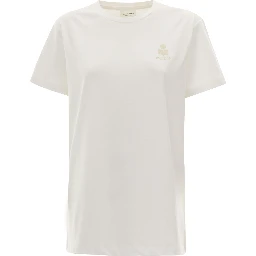 Aby White Crewneck T-Shirt with Small Logo Print Woman Isabel Marant Etoile