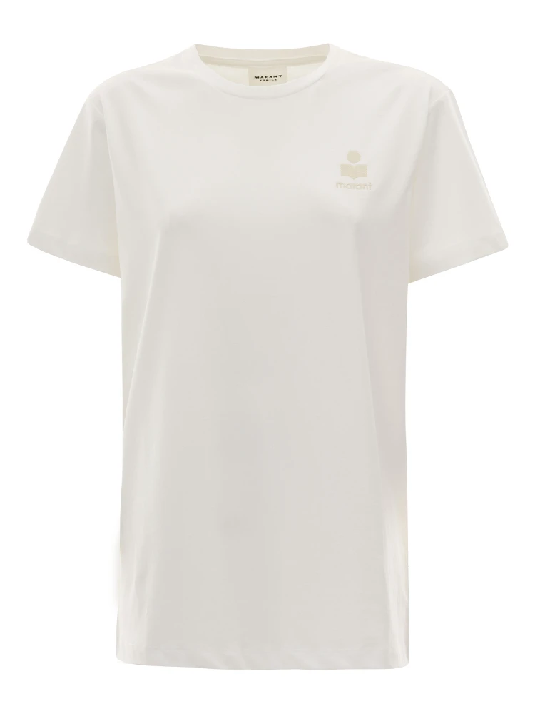 Aby White Crewneck T-Shirt with Small Logo Print Woman Isabel Marant Etoile
