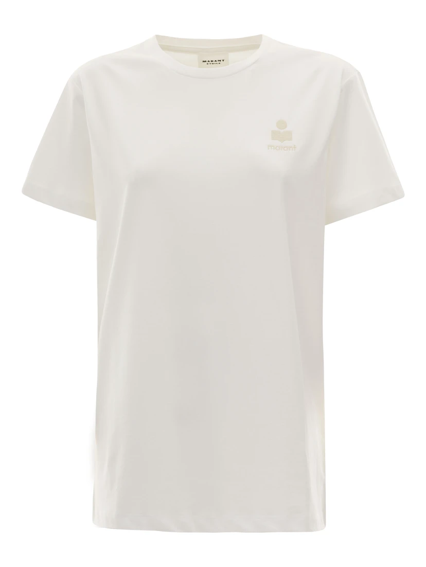 Aby White Crewneck T-Shirt with Small Logo Print Woman Isabel Marant Etoile