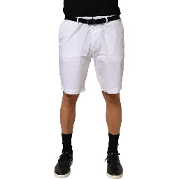 White Cotton Stretch Men Bermuda Pants