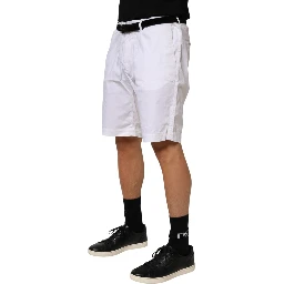 White Cotton Stretch Men Bermuda Pants