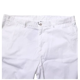 White Cotton Stretch Men Bermuda Pants
