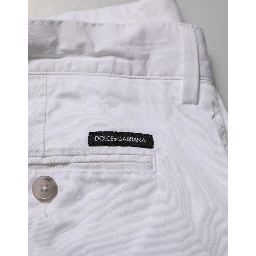 White Cotton Stretch Men Bermuda Pants