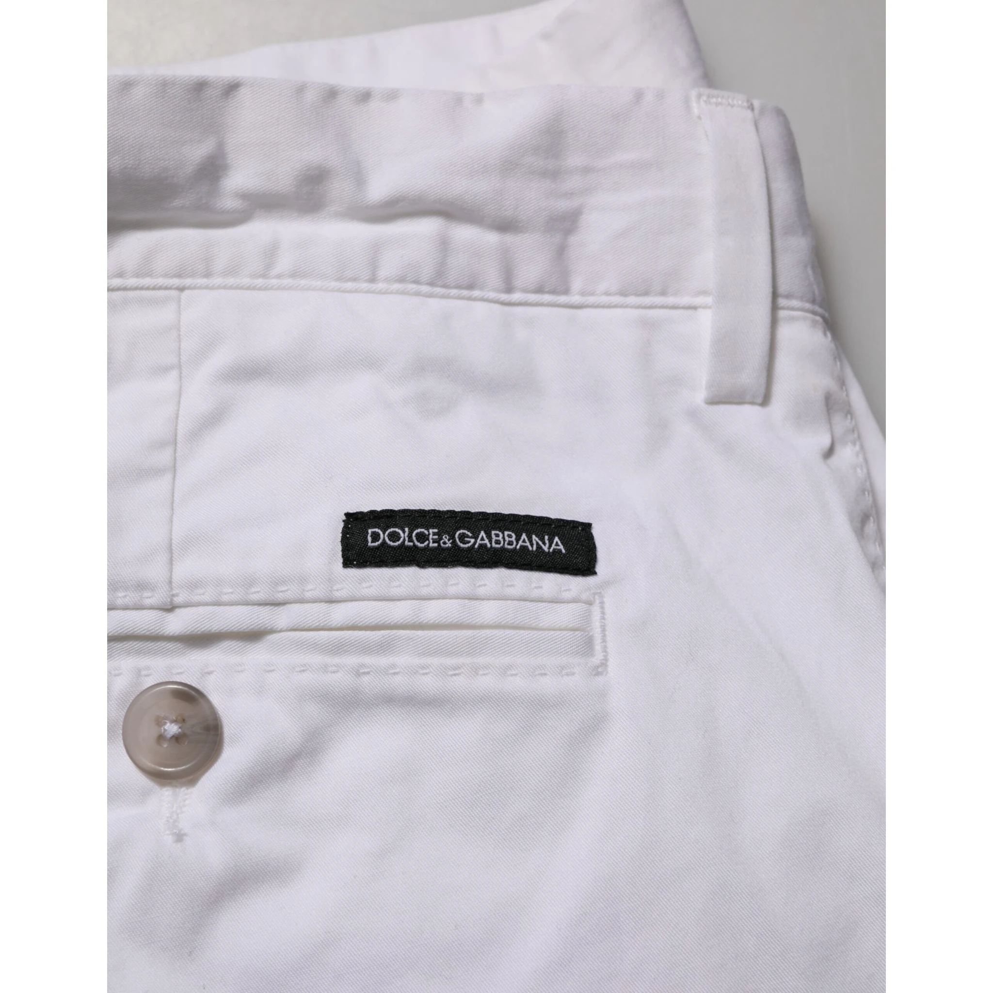White Cotton Stretch Men Bermuda Pants
