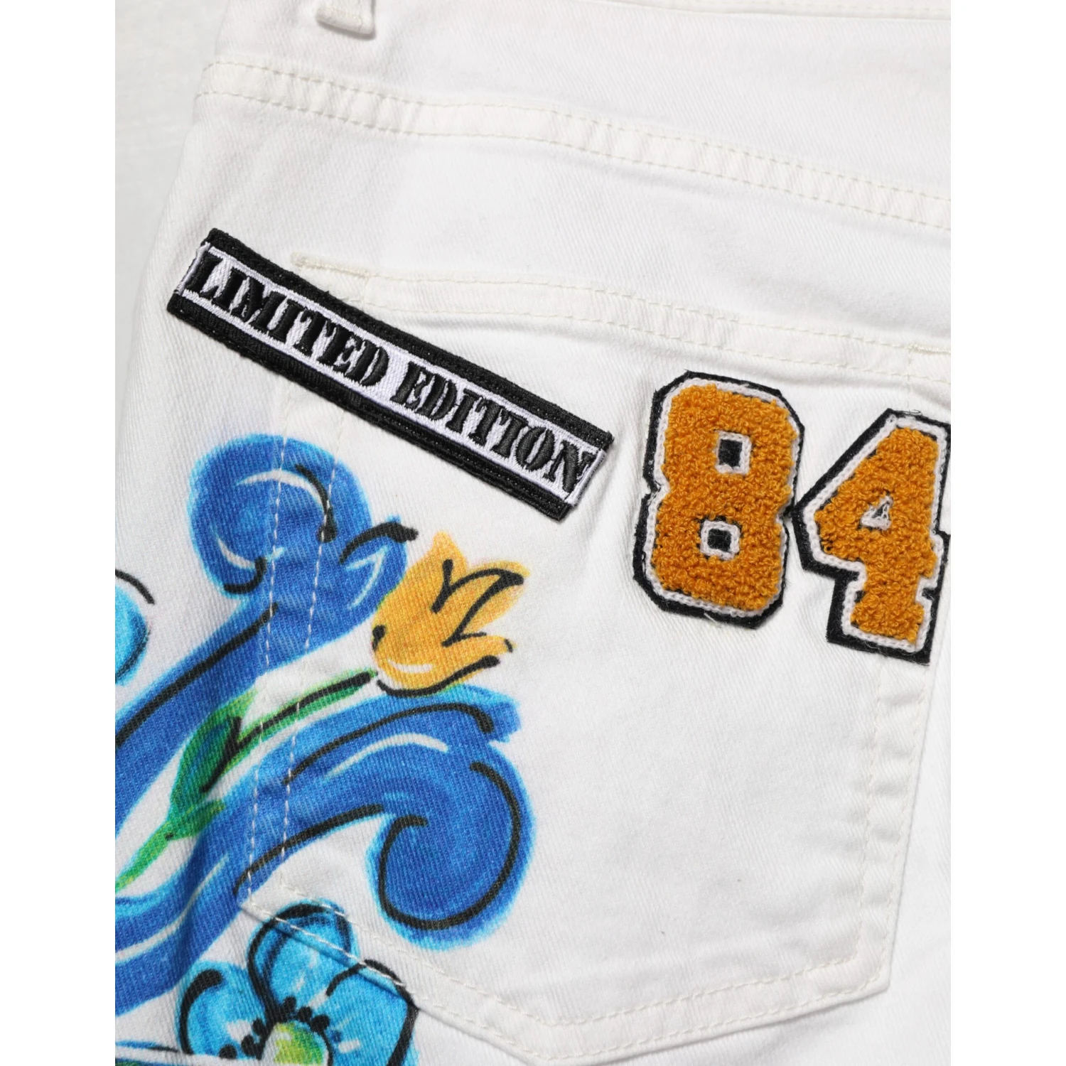 White Graffiti Print Skinny GOLD Denim Jeans