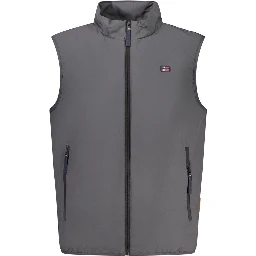 Gray Polyester Men Jacket