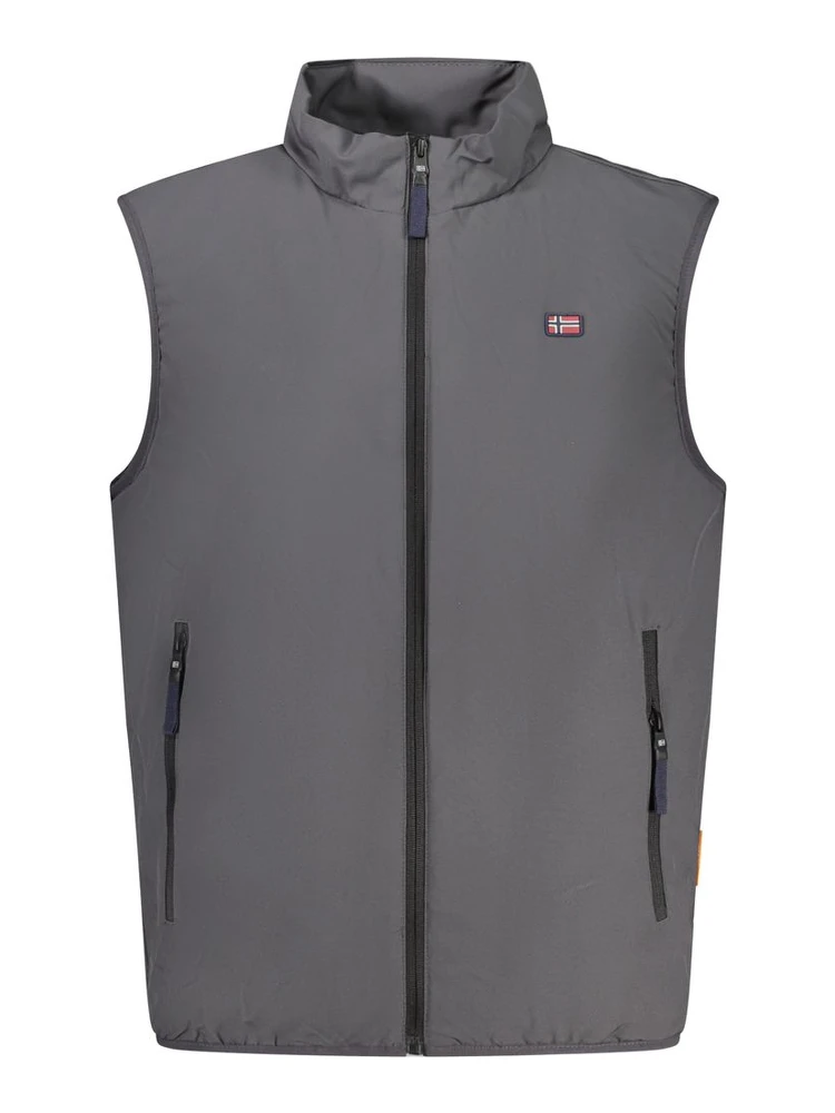 Gray Polyester Men Jacket