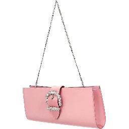 Pink Satin Clutch Bag