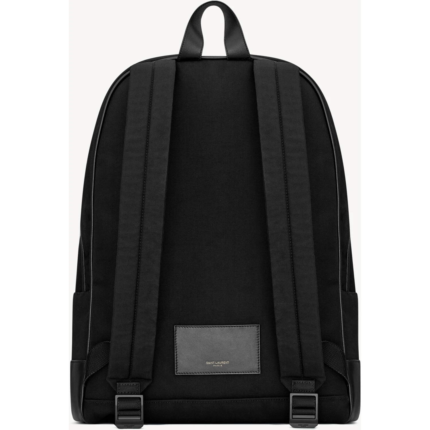 City backpack in black nylon canvas and leather