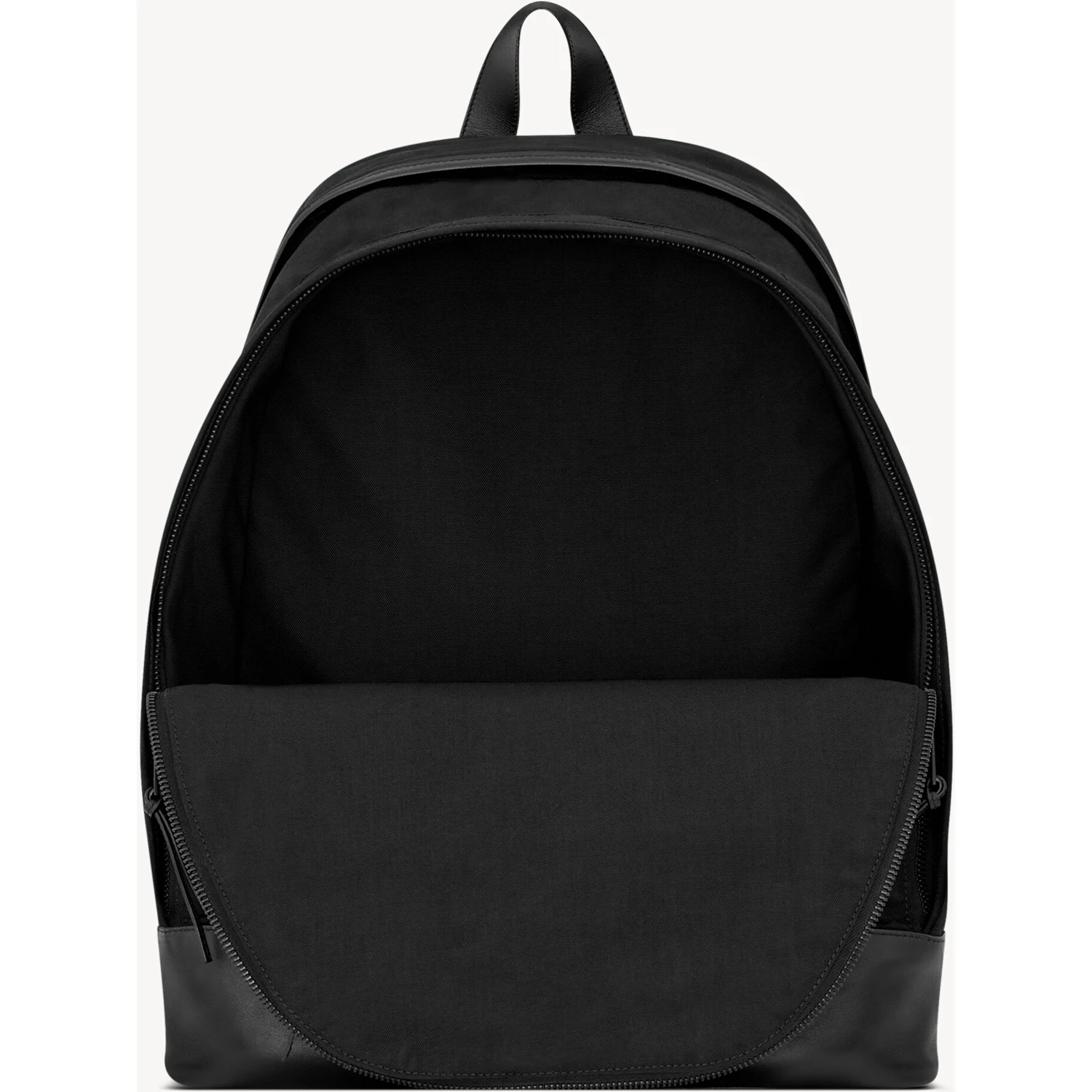 City backpack in black nylon canvas and leather
