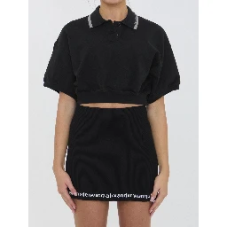 Cropped cotton polo shirt