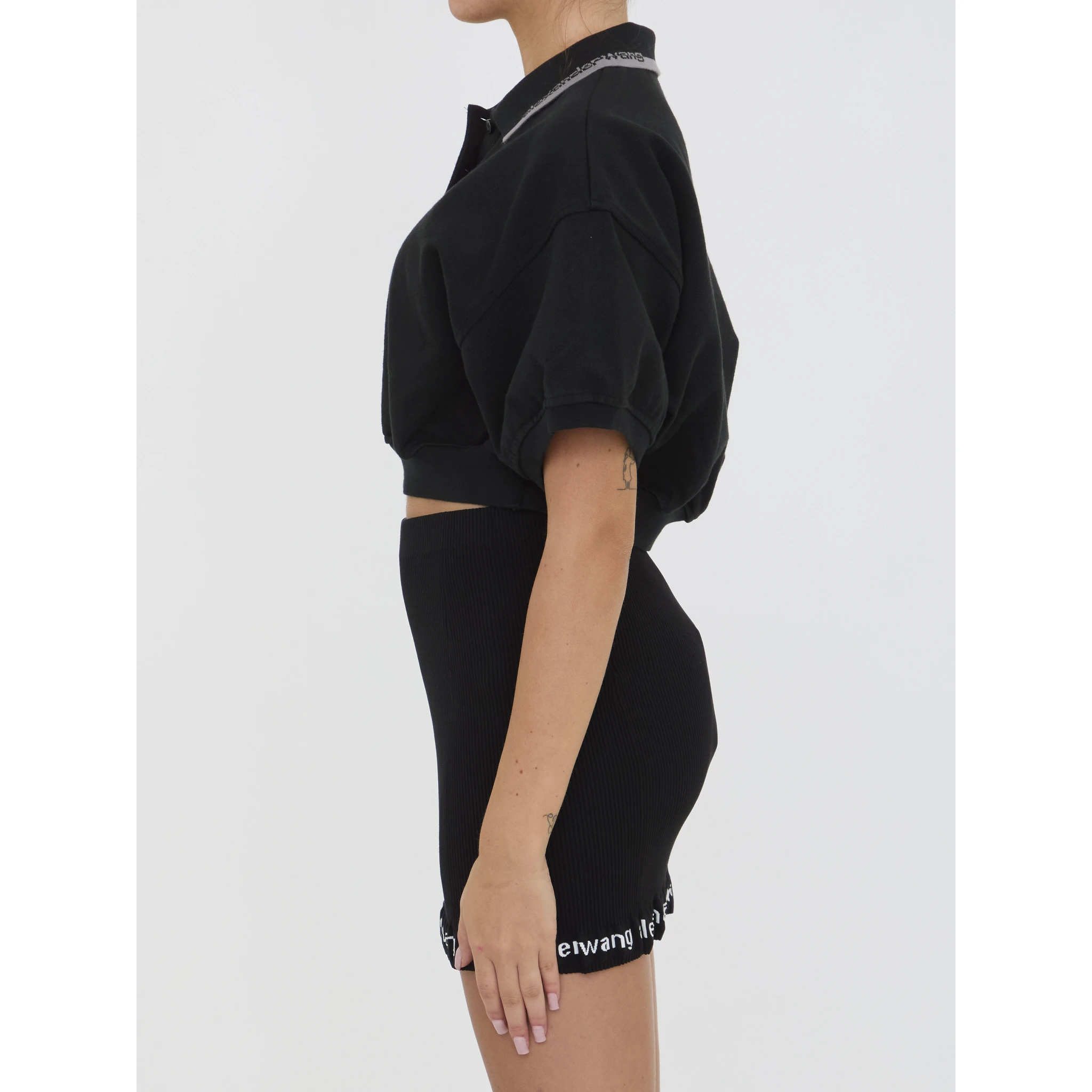 Cropped cotton polo shirt