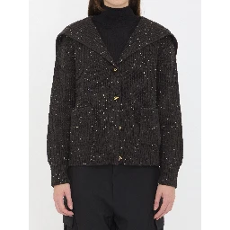 English rib wool cardigan