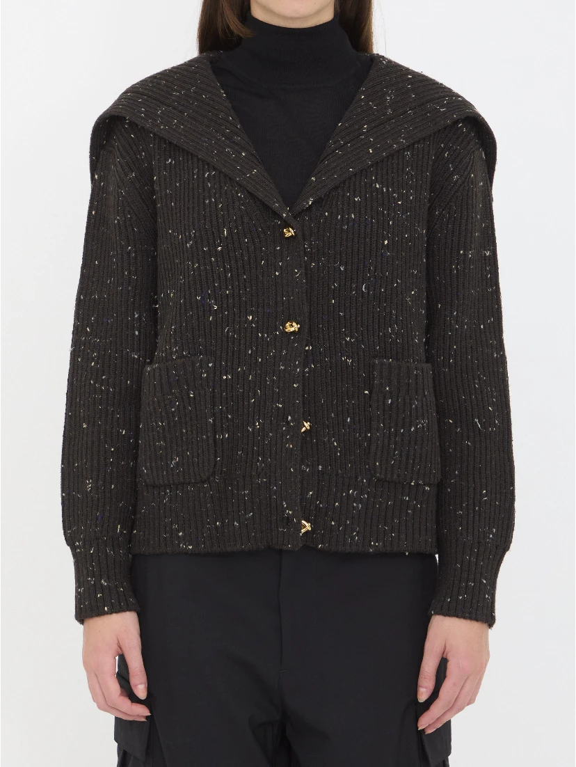 English rib wool cardigan