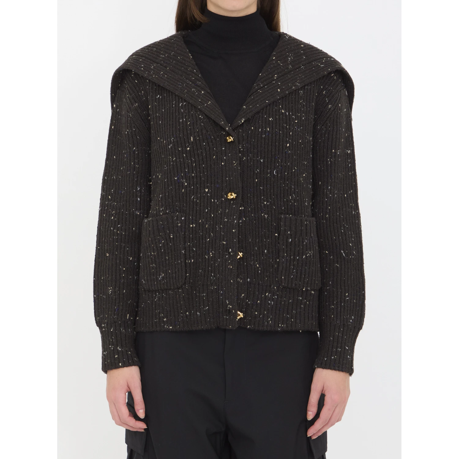 English rib wool cardigan