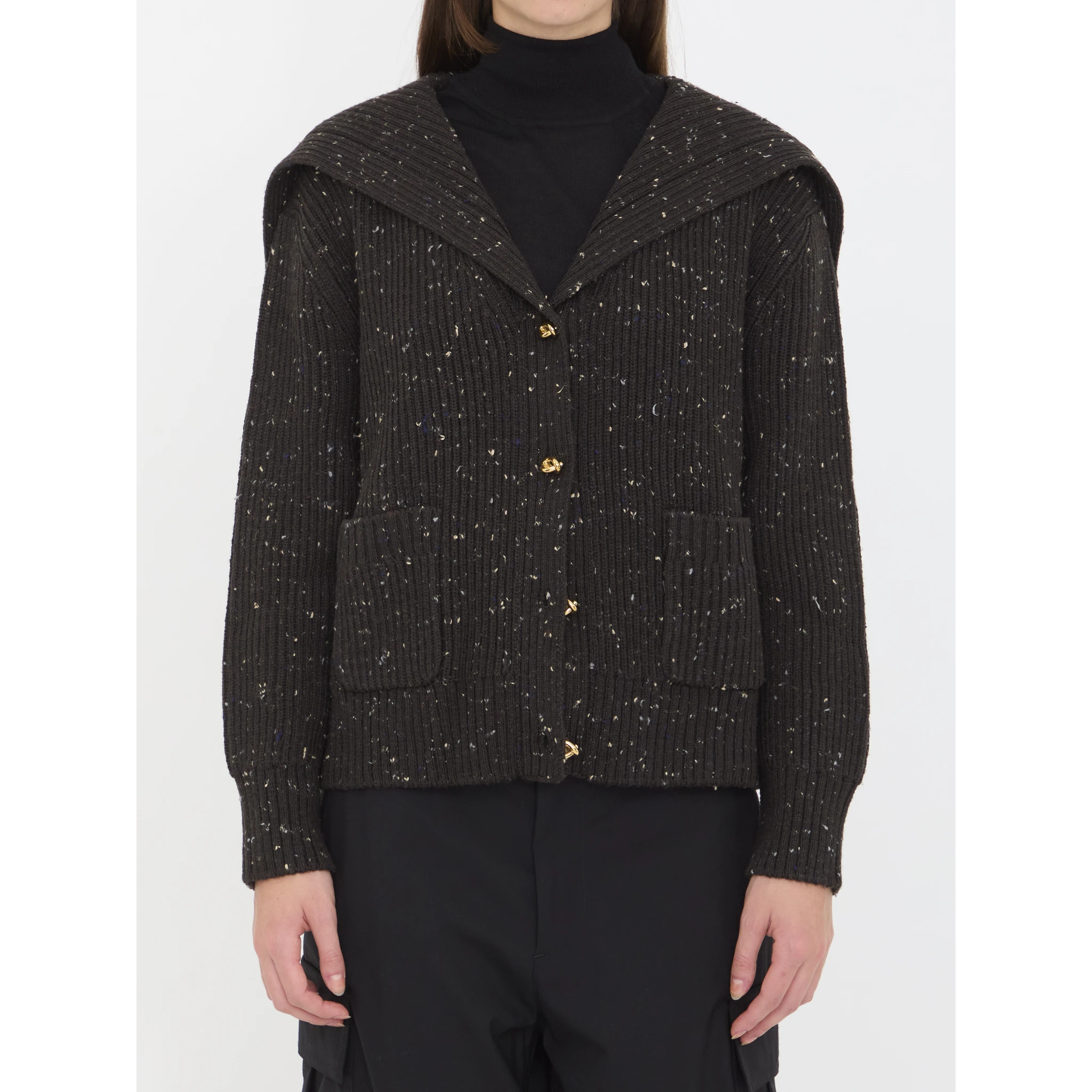 English rib wool cardigan