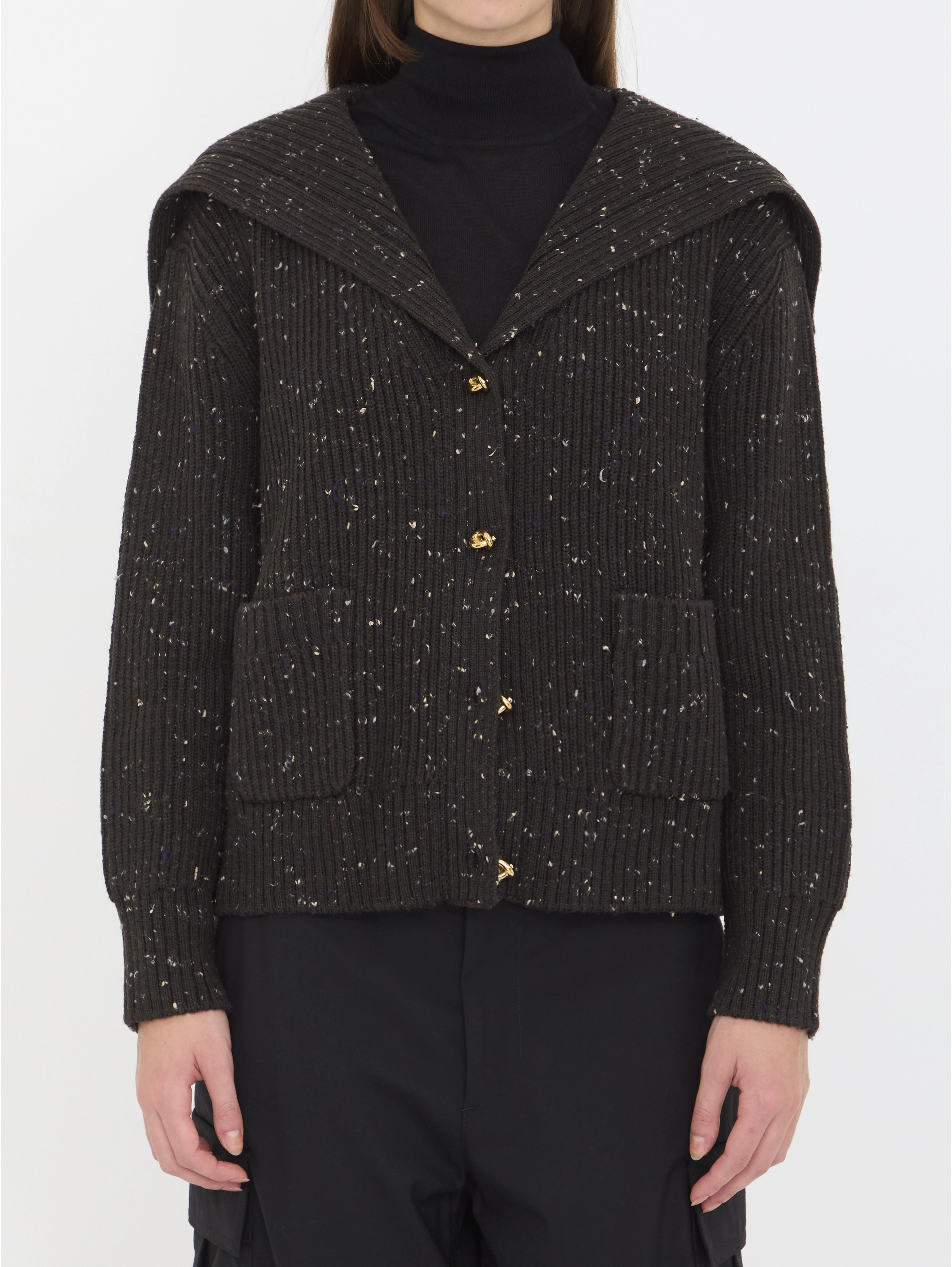 English rib wool cardigan