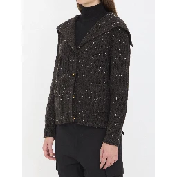 English rib wool cardigan