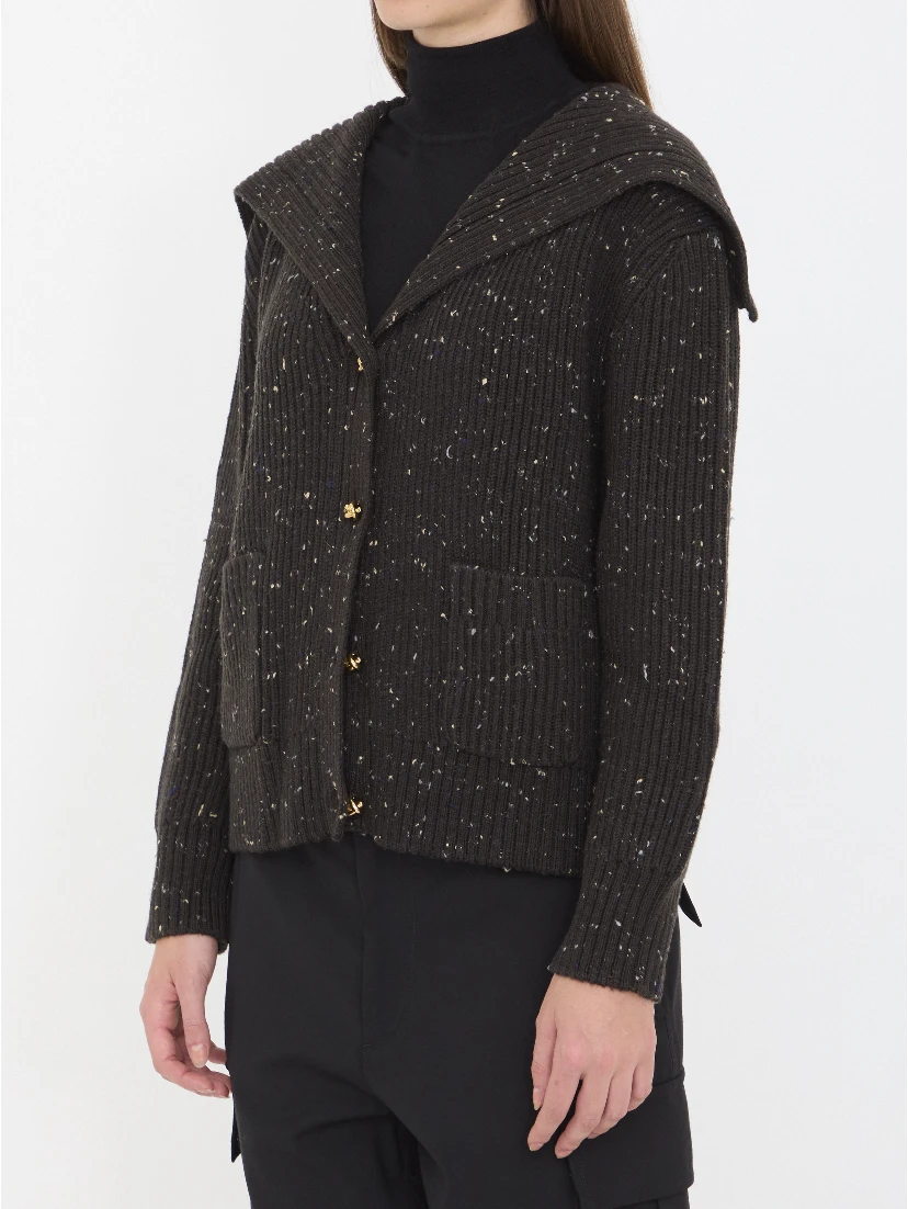 English rib wool cardigan