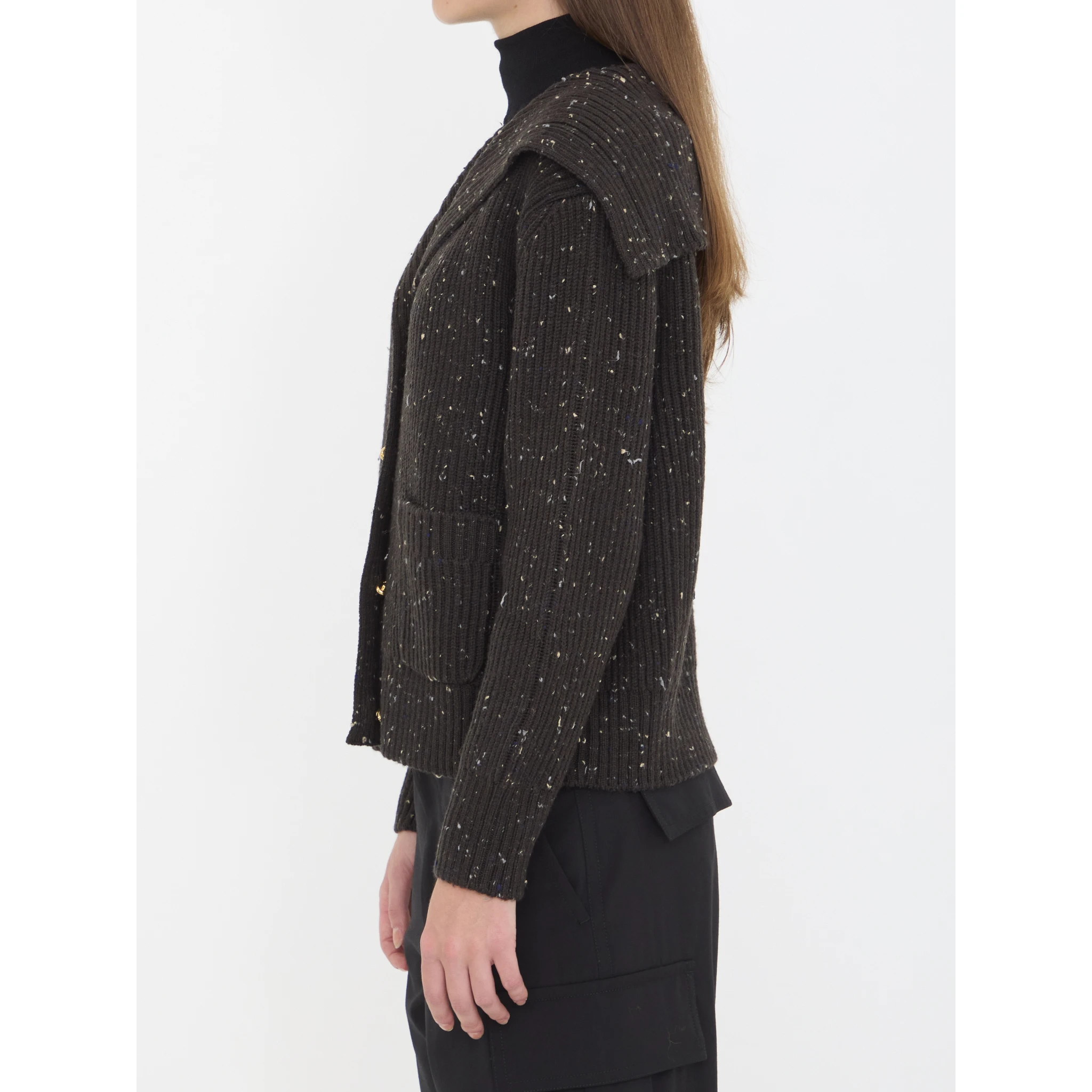 English rib wool cardigan