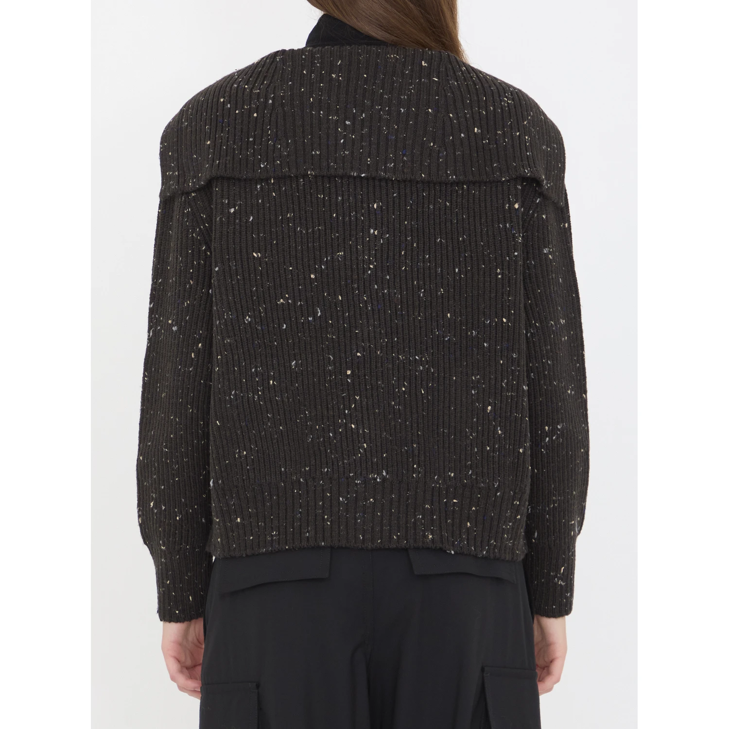 English rib wool cardigan