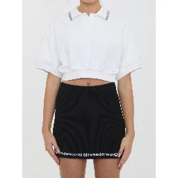 Cropped cotton polo shirt