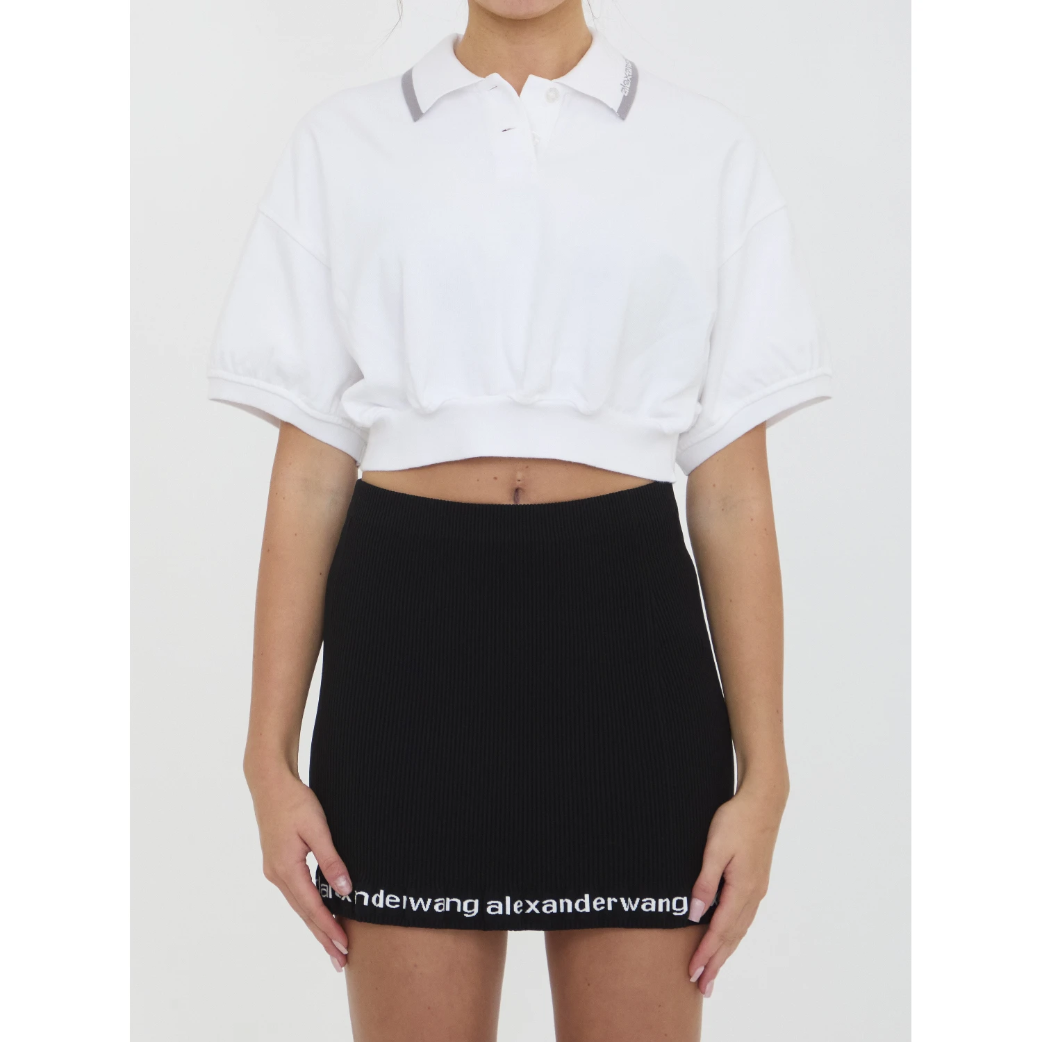 Cropped cotton polo shirt