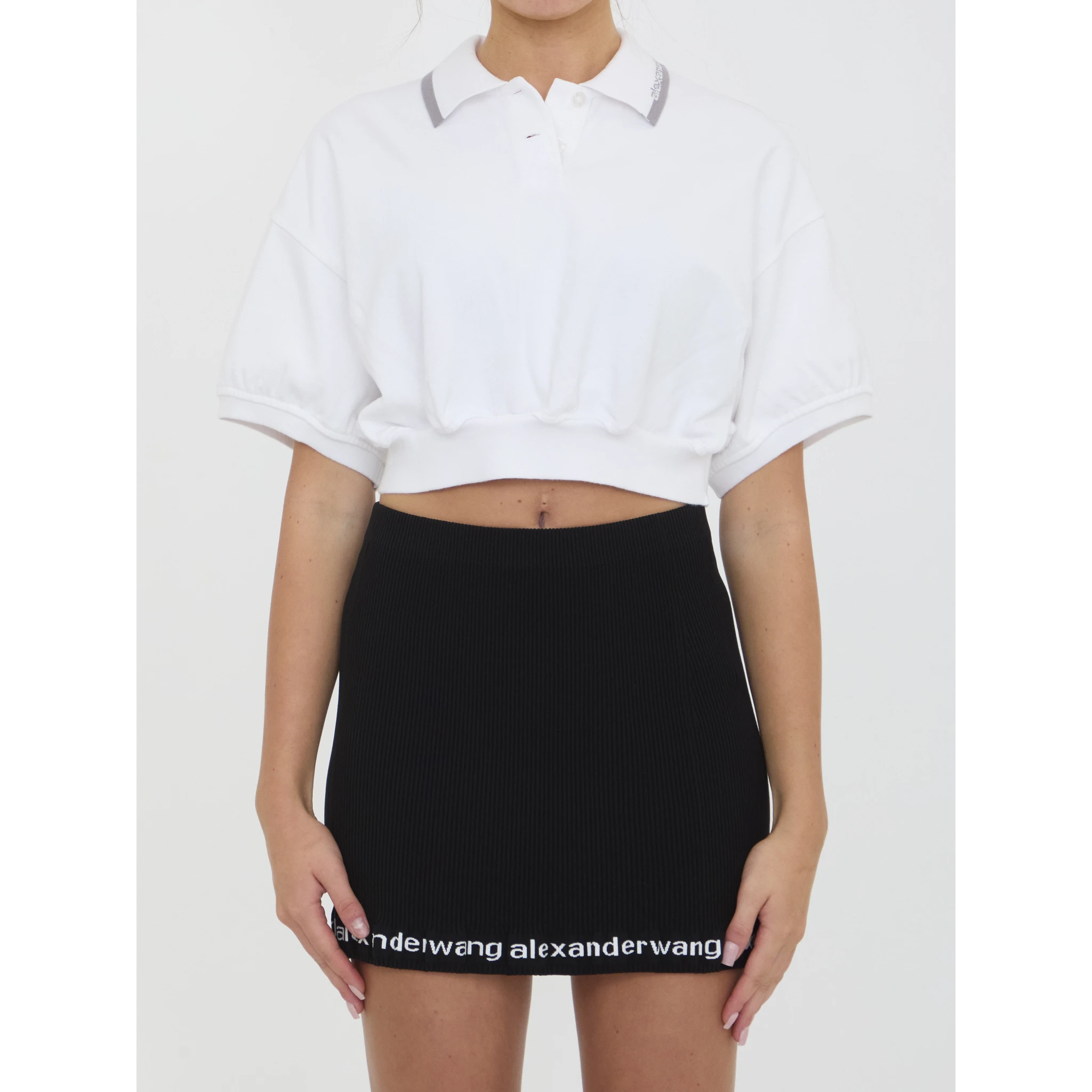 Cropped cotton polo shirt