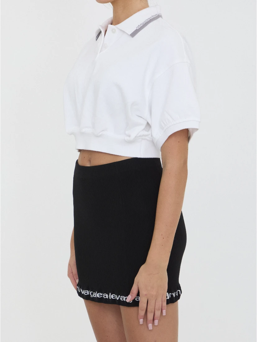 Cropped cotton polo shirt