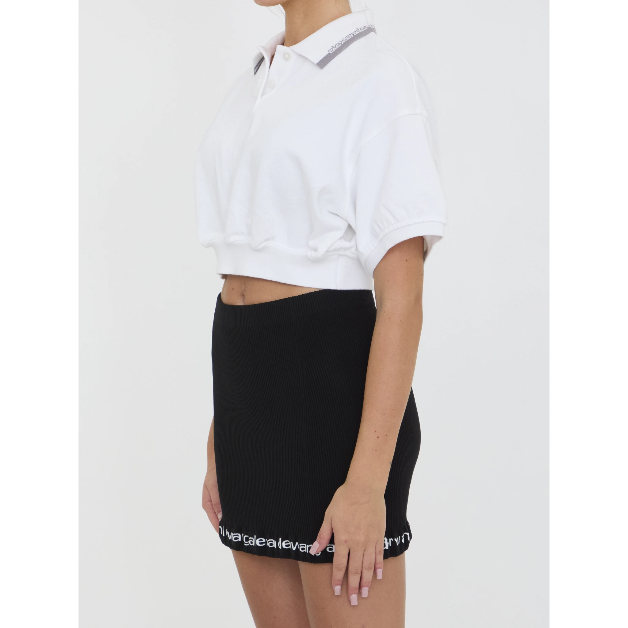 Cropped cotton polo shirt
