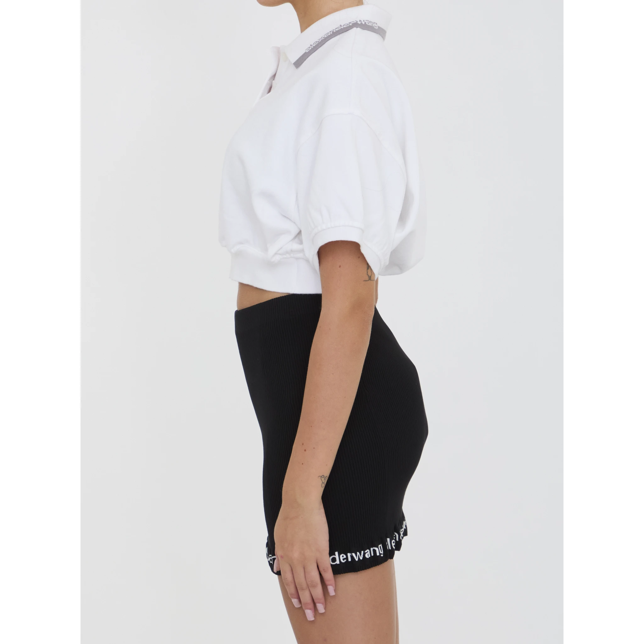 Cropped cotton polo shirt