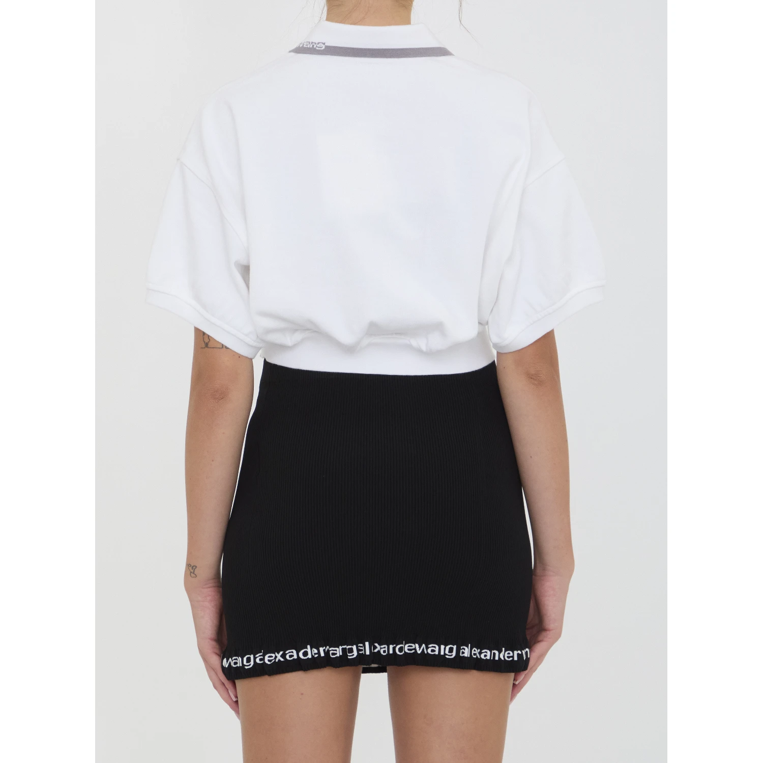 Cropped cotton polo shirt