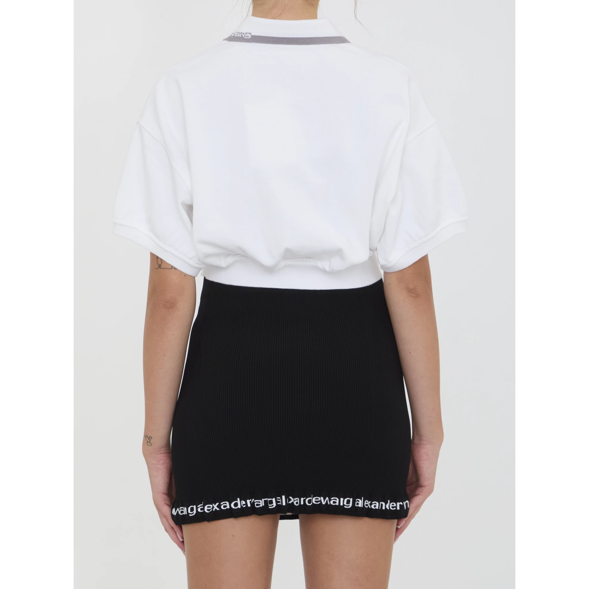 Cropped cotton polo shirt