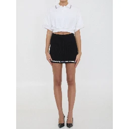 Cropped cotton polo shirt